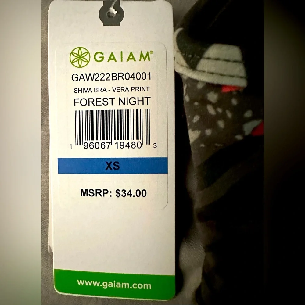 NWT Gaiam XS sports bra in a halter style straps w/ extra racer straps colorful - Picture 4 of 5